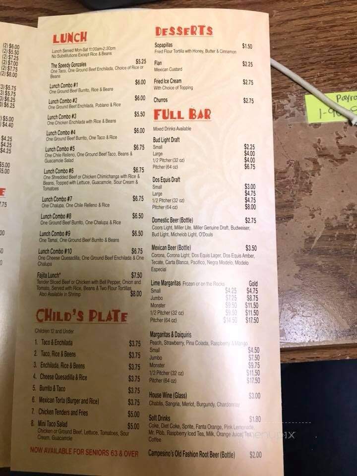 El Campero - Canton, OH menu_pic