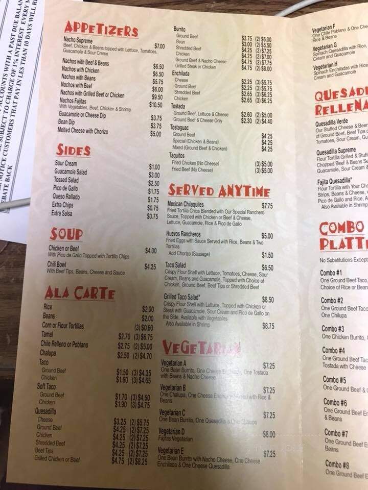 El Campero - Canton, OH menu_pic