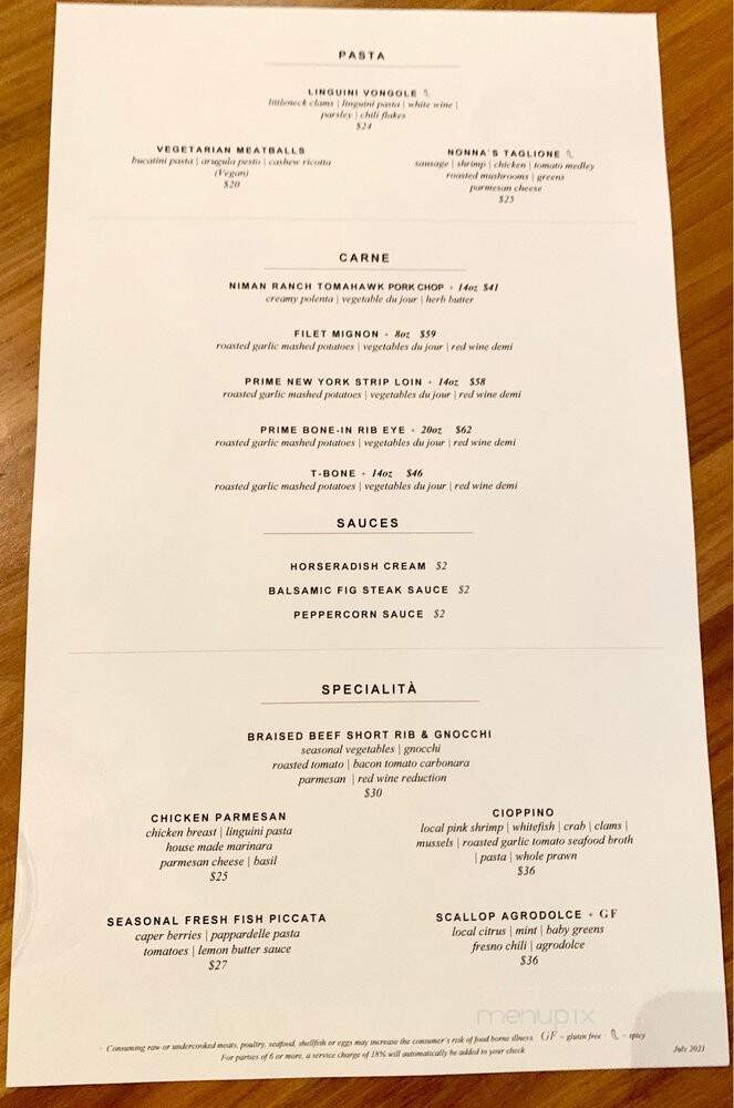 Fiorenzo Italian Steakhouse - Orlando, FL menu_pic