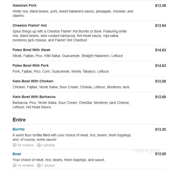Hot Head Burritos - Mary Esther, FL menu_pic