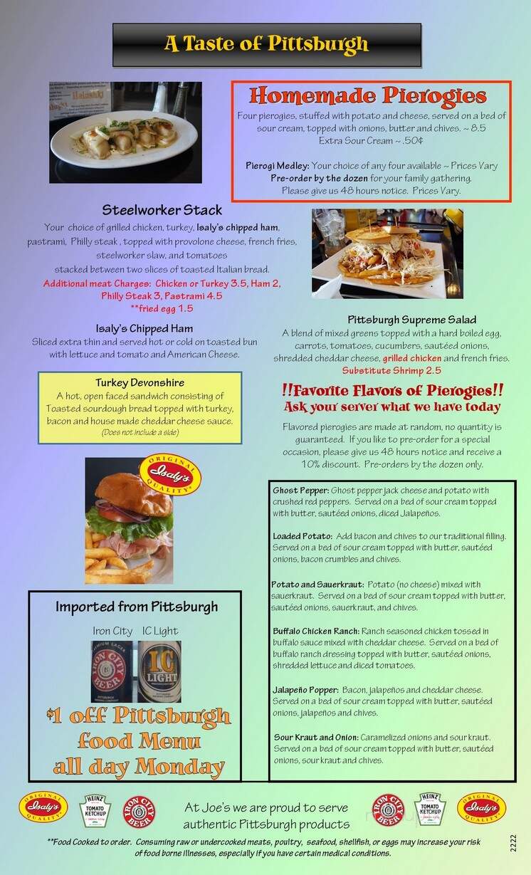 Joe's Oasis - Wilmington, NC menu_pic