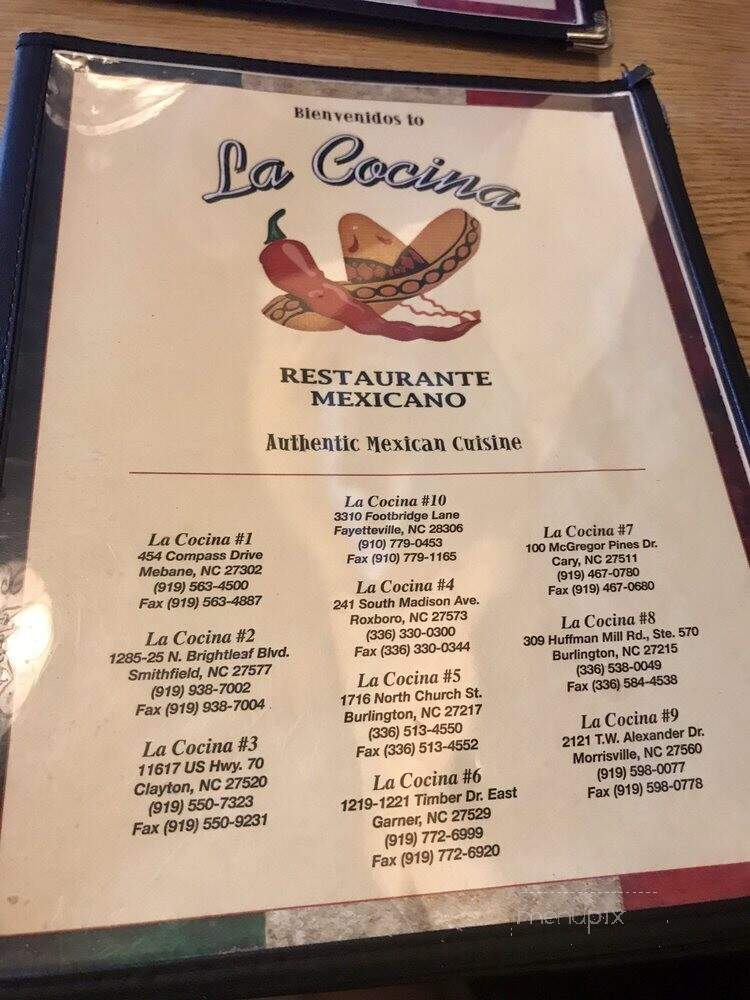 La Cocina Mexican Restaurant #6 - Garner, NC menu_pic