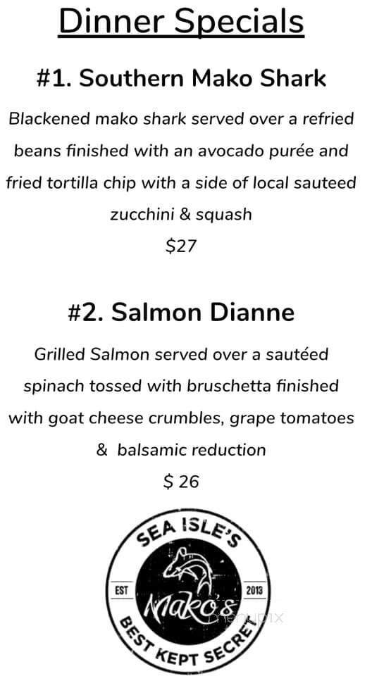Mako's American Grille - Sea Isle City, NJ menu_pic