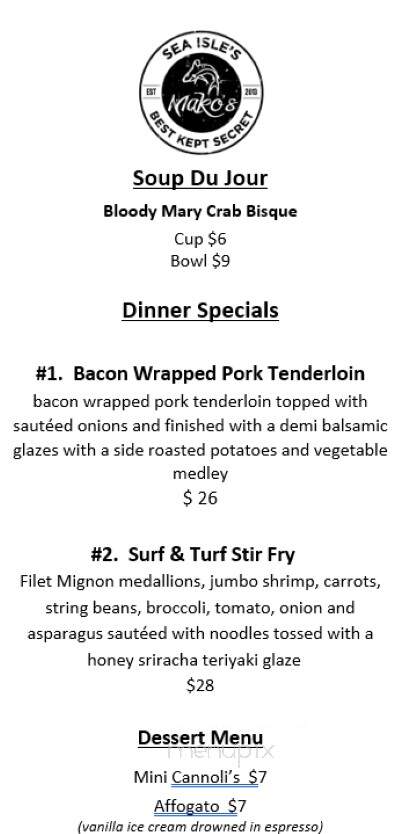 Mako's American Grille - Sea Isle City, NJ menu_pic