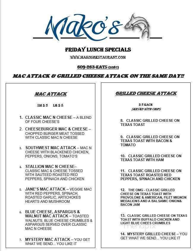 Mako's American Grille - Sea Isle City, NJ menu_pic