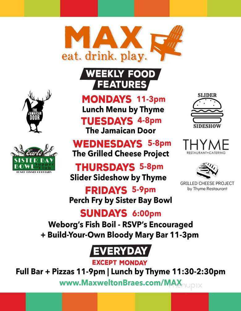 Max Supper Club - Baileys Harbor, WI menu_pic