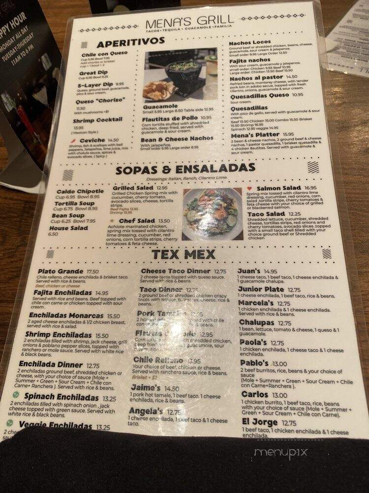 Mena's Tex-Mex Grill - Richardson, TX menu_pic