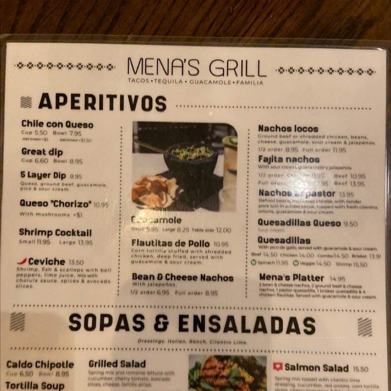Mena's Tex-Mex Grill - Richardson, TX menu_pic