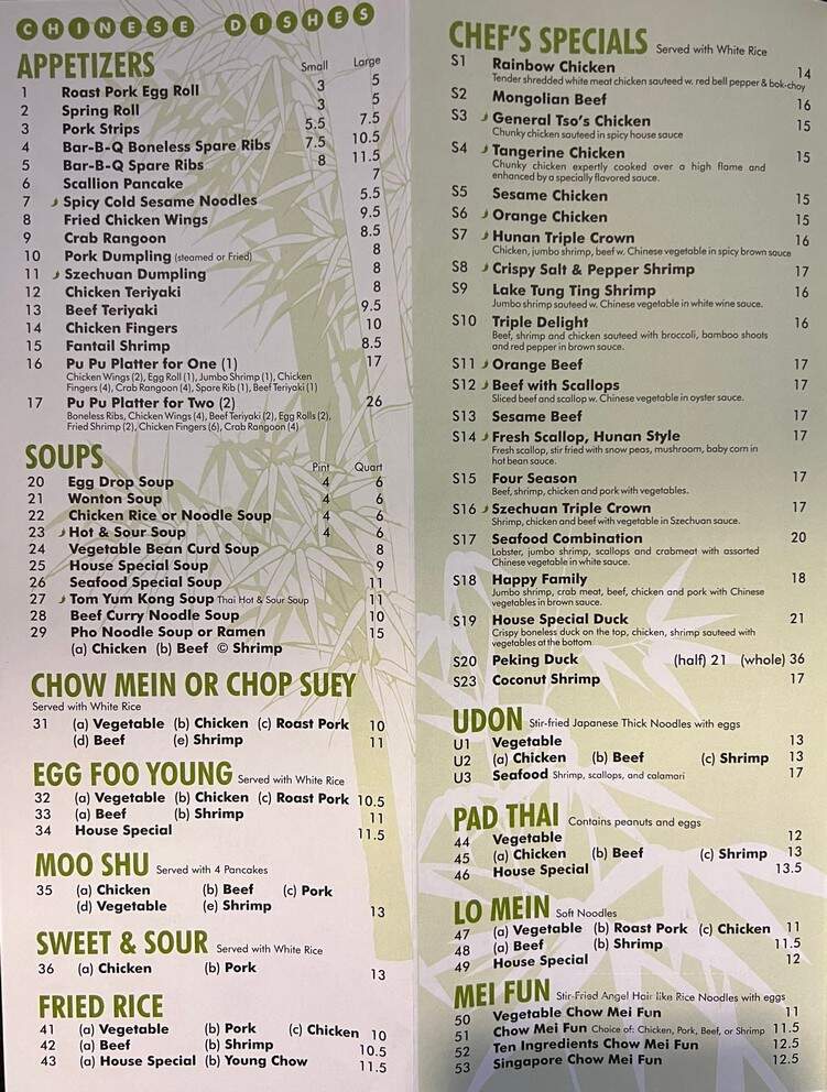 Midori Chinese Japanese Bistro - Gloucester, MA menu_pic