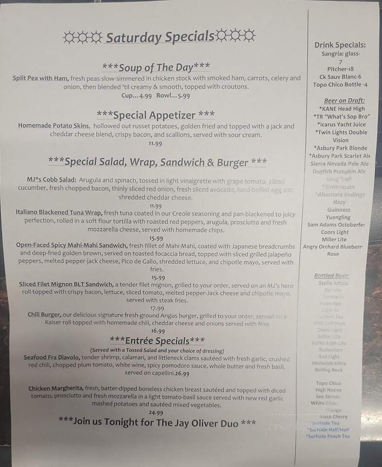 MJ's Pizza, Bar & Grill - Neptune, NJ menu_pic