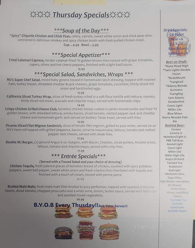 MJ's Pizza, Bar & Grill - Neptune, NJ menu_pic