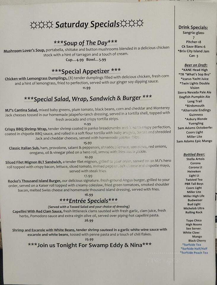 MJ's Pizza, Bar & Grill - Neptune, NJ menu_pic