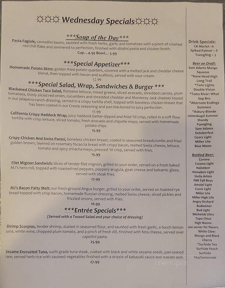 MJ's Pizza, Bar & Grill - Neptune, NJ menu_pic