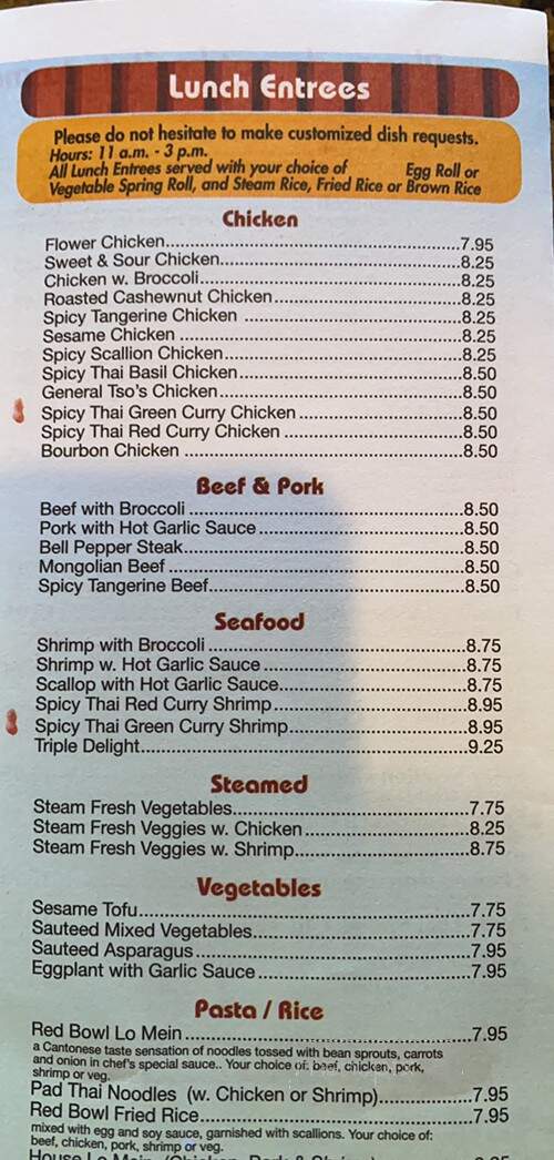 Red Bowl Asian Bistro - Clemson, SC menu_pic