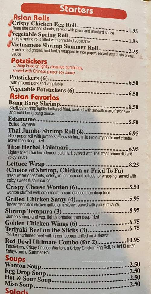 Red Bowl Asian Bistro - Clemson, SC menu_pic