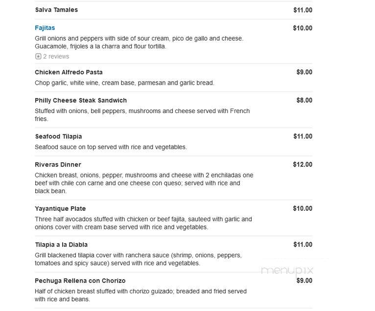 Rivera's - McKinney, TX menu_pic