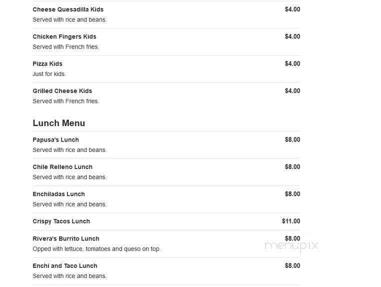 Rivera's - McKinney, TX menu_pic