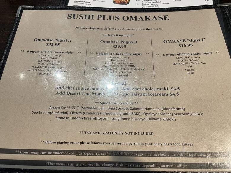 Sushi Plus - Redwood City, CA menu_pic