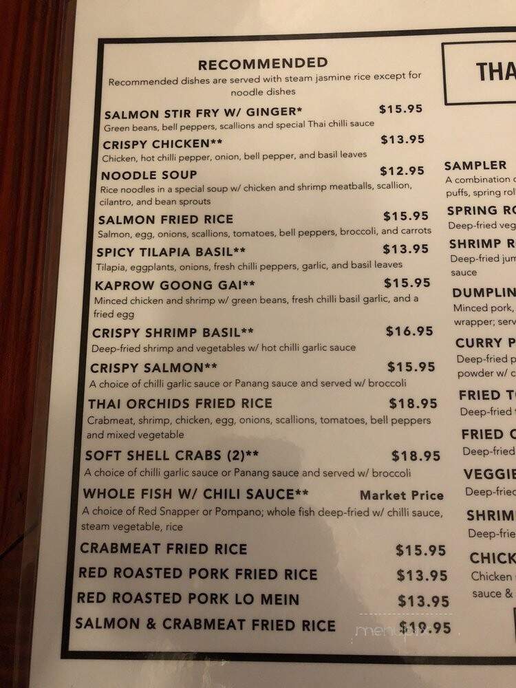 Thai Orchid's Kitchen - Washington, DC menu_pic