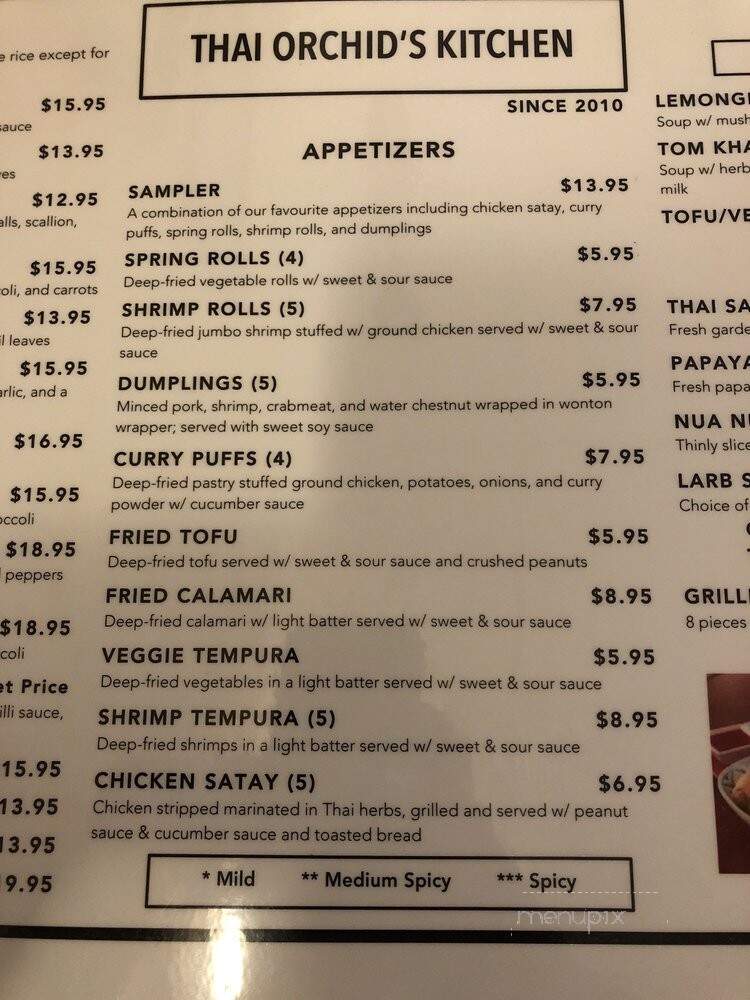 Thai Orchid's Kitchen - Washington, DC menu_pic
