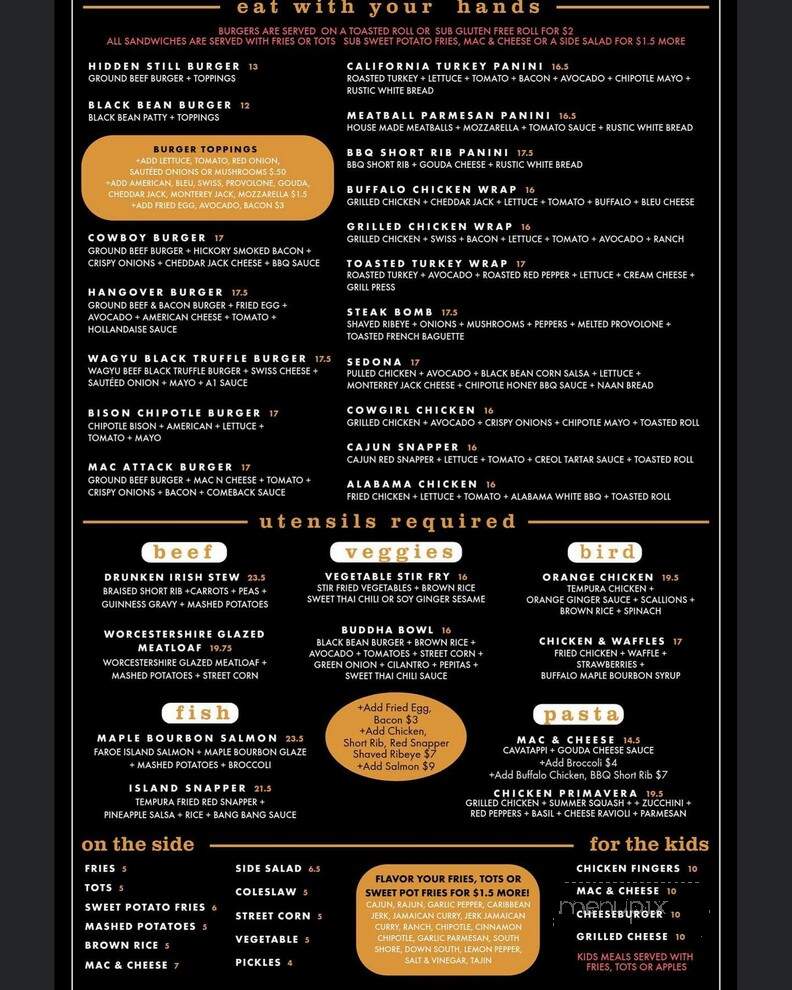 The Hidden Still Resturant and Moonshine Bar - Ellington, CT menu_pic