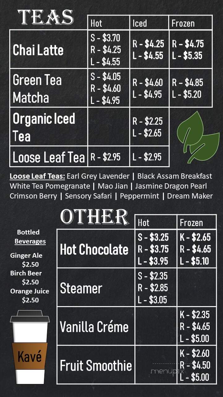 Kave Coffee Bar - Barberton, OH menu_pic