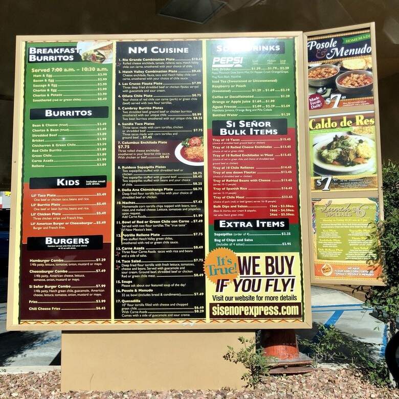 Si Senor Express - Las Cruces, NM menu_pic