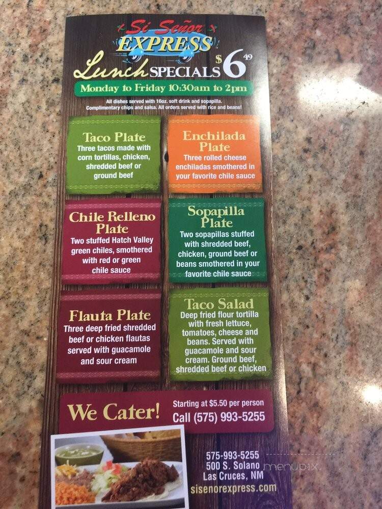 Si Senor Express - Las Cruces, NM menu_pic