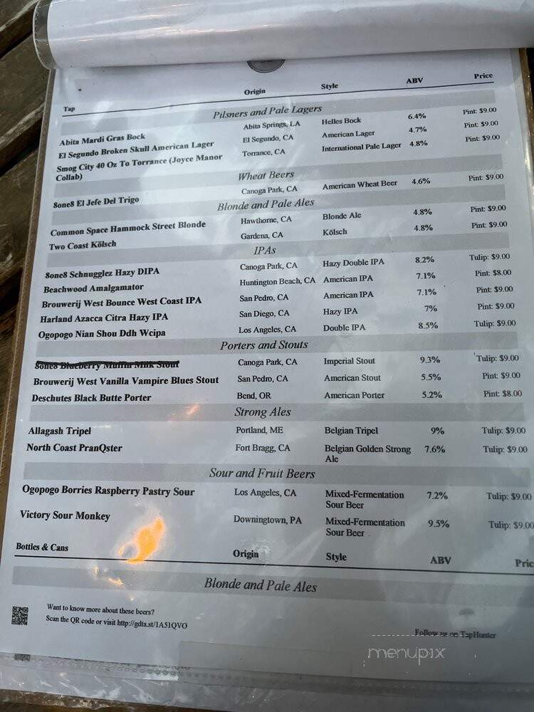 Thee Elbow Room - Montrose, CA menu_pic