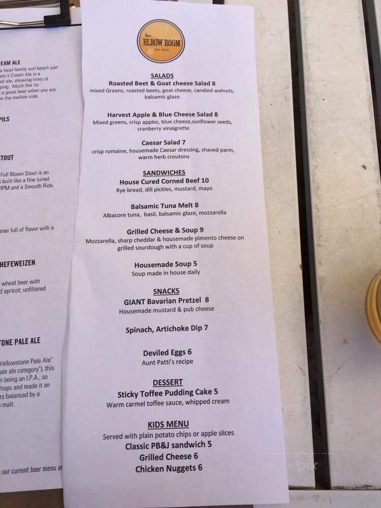 Thee Elbow Room - Montrose, CA menu_pic