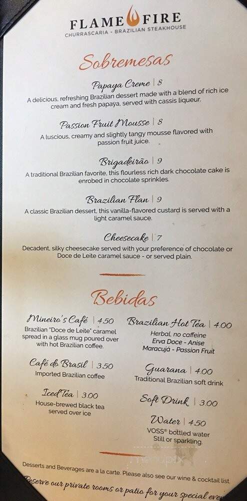 Flame and Fire - Roseville, CA menu_pic