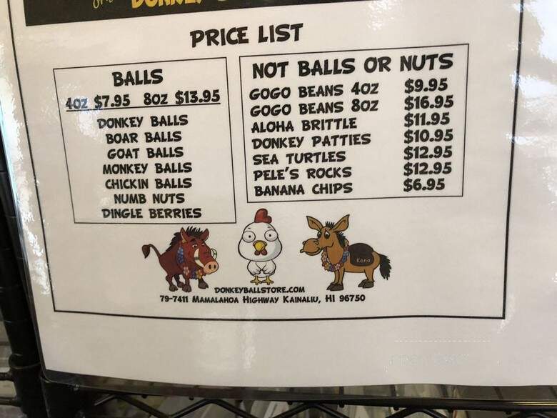 Original Donkey Balls Chocolate Factory - Kealakekua, HI menu_pic