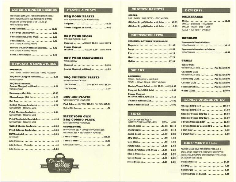 Country Barbeque - High Point, NC menu_pic