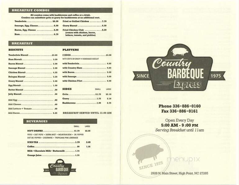 Country Barbeque - High Point, NC menu_pic