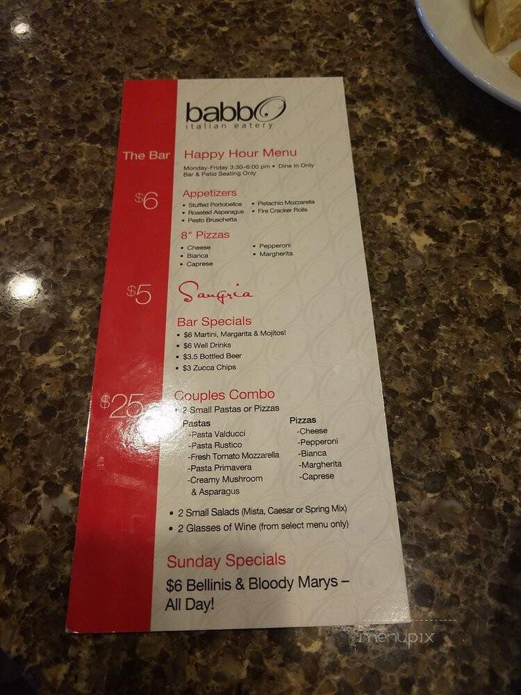 Babbo Italian Eatery - Queen Creek, AZ menu_pic