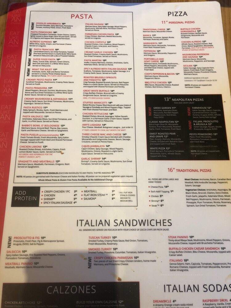 Babbo Italian Eatery - Queen Creek, AZ menu_pic