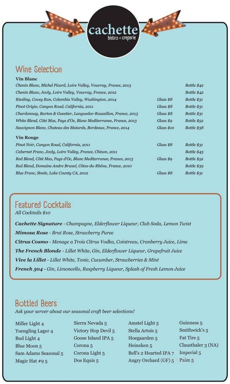 Cachette French Bistro & Creperie - Bethlehem, PA menu_pic