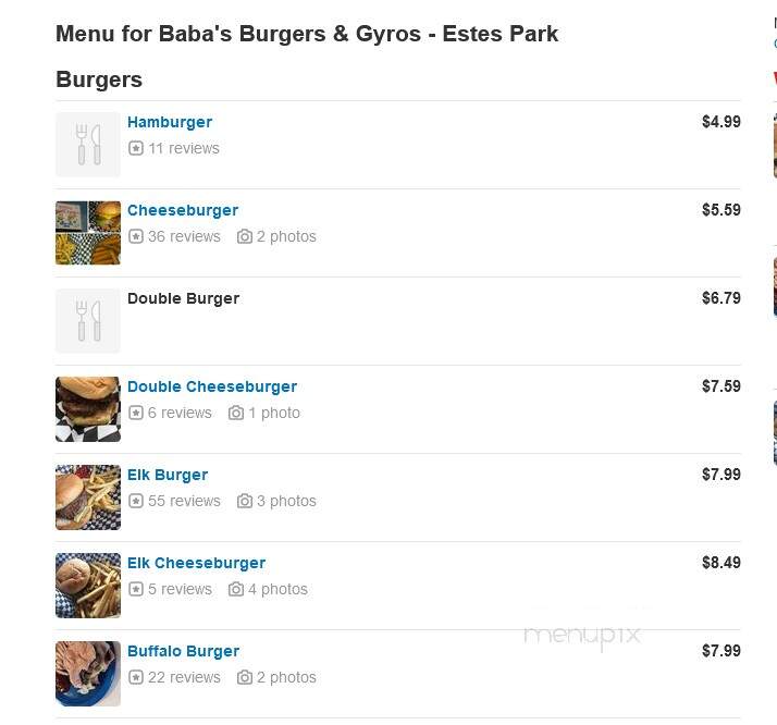 Baba's Burgers - Estes Park, CO