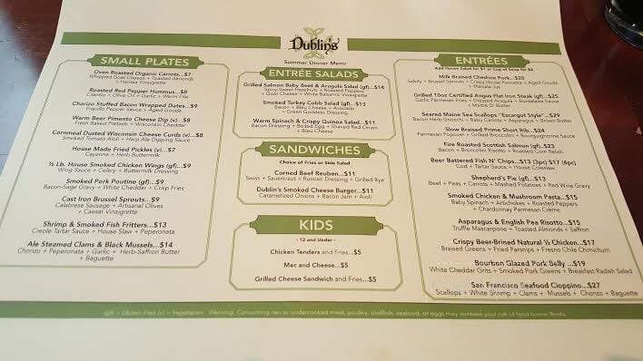 Dublin's - West Bend, WI menu_pic