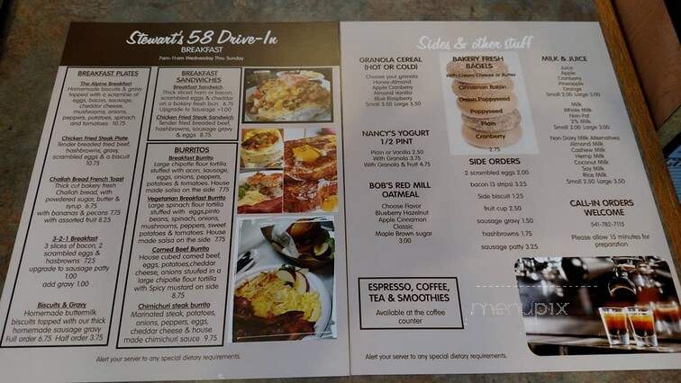 Stewart's 58 Drive In - Oakridge, OR menu_pic