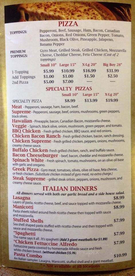 Tony's Pizza and Subs - Piedmont, SC menu_pic