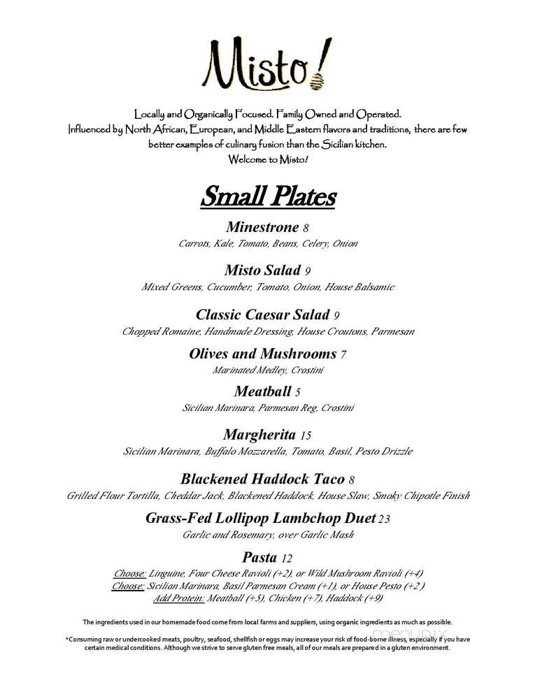 Misto! Cafe. Bar. Bistro. - Kittery, ME menu_pic