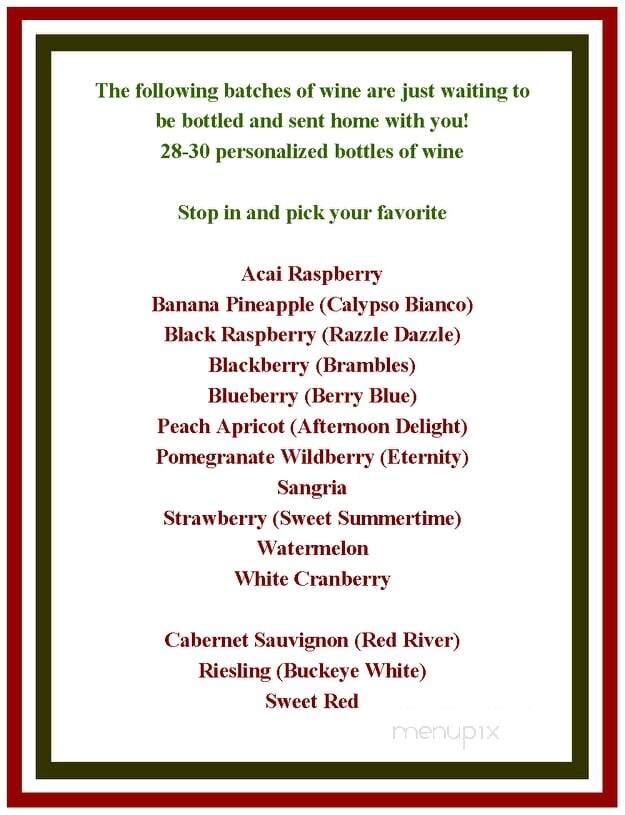 Buckeye Winery - Newark, OH menu_pic