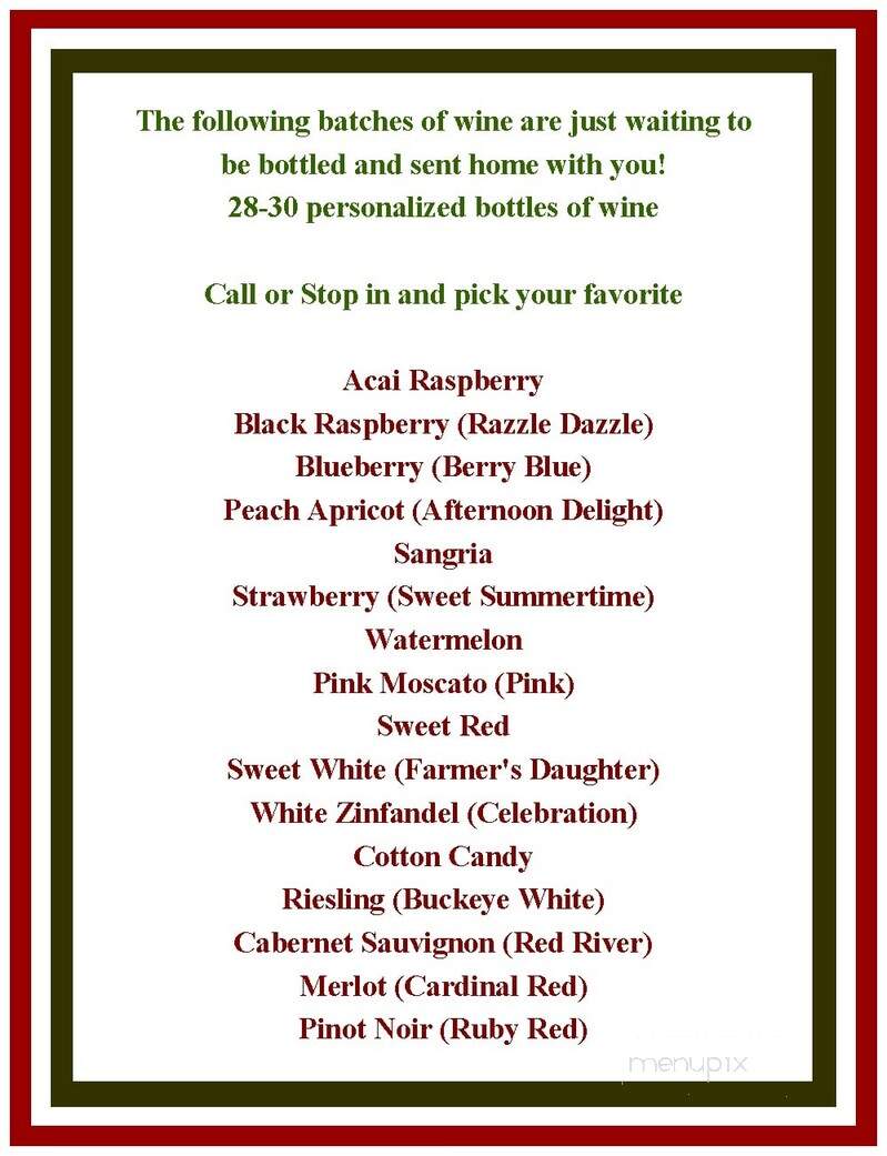 Buckeye Winery - Newark, OH menu_pic