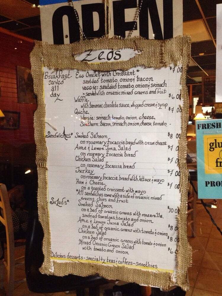 Zed's Cafe - Silver Spring, MD menu_pic