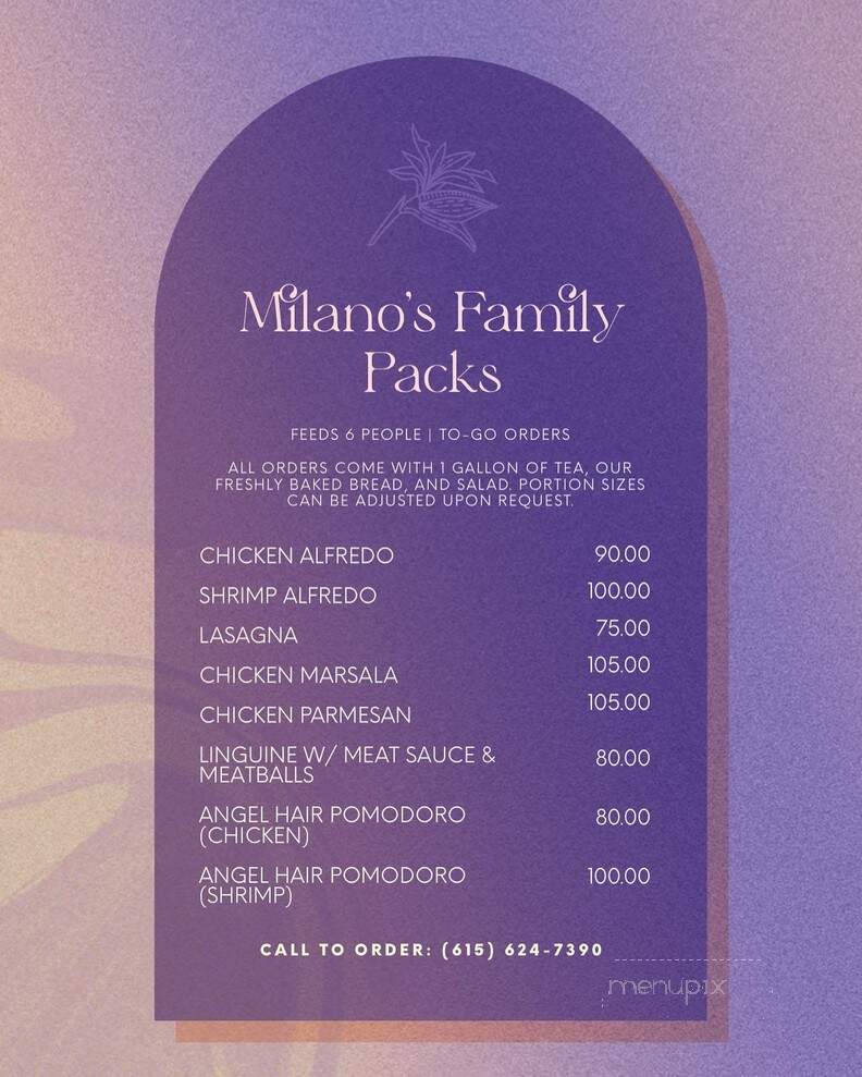 Milano II - Murfreesboro, TN menu_pic