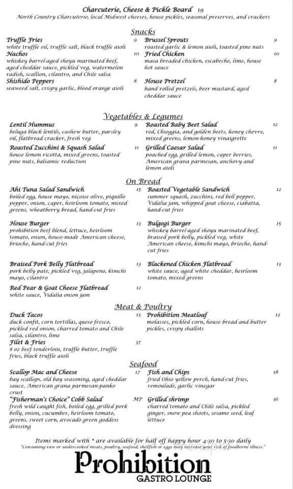 Prohibition Gastro Lounge - Powell, OH menu_pic