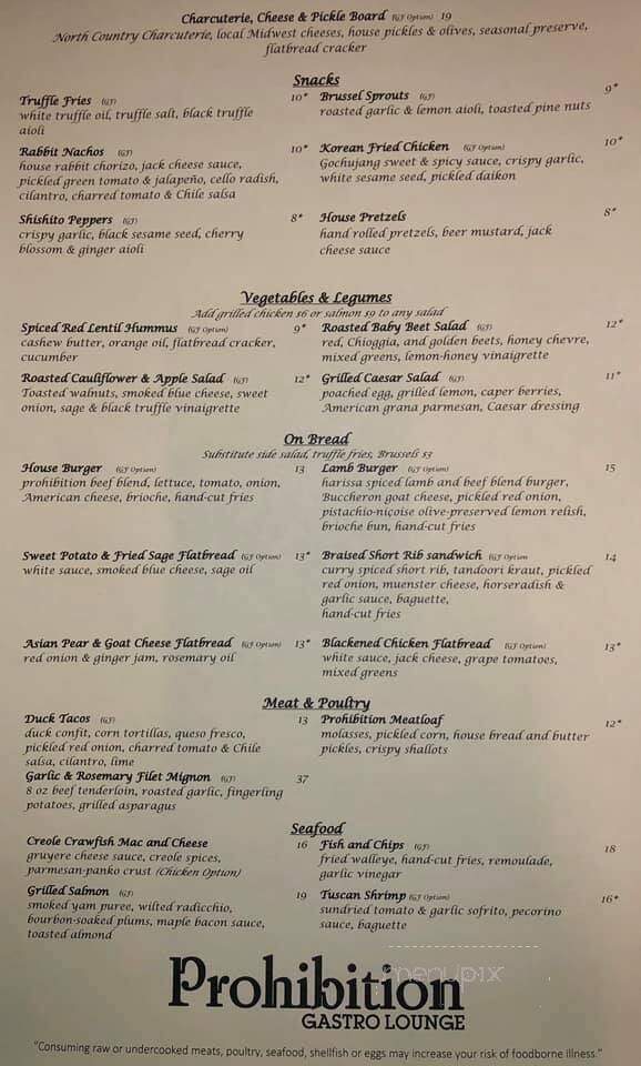 Prohibition Gastro Lounge - Powell, OH menu_pic