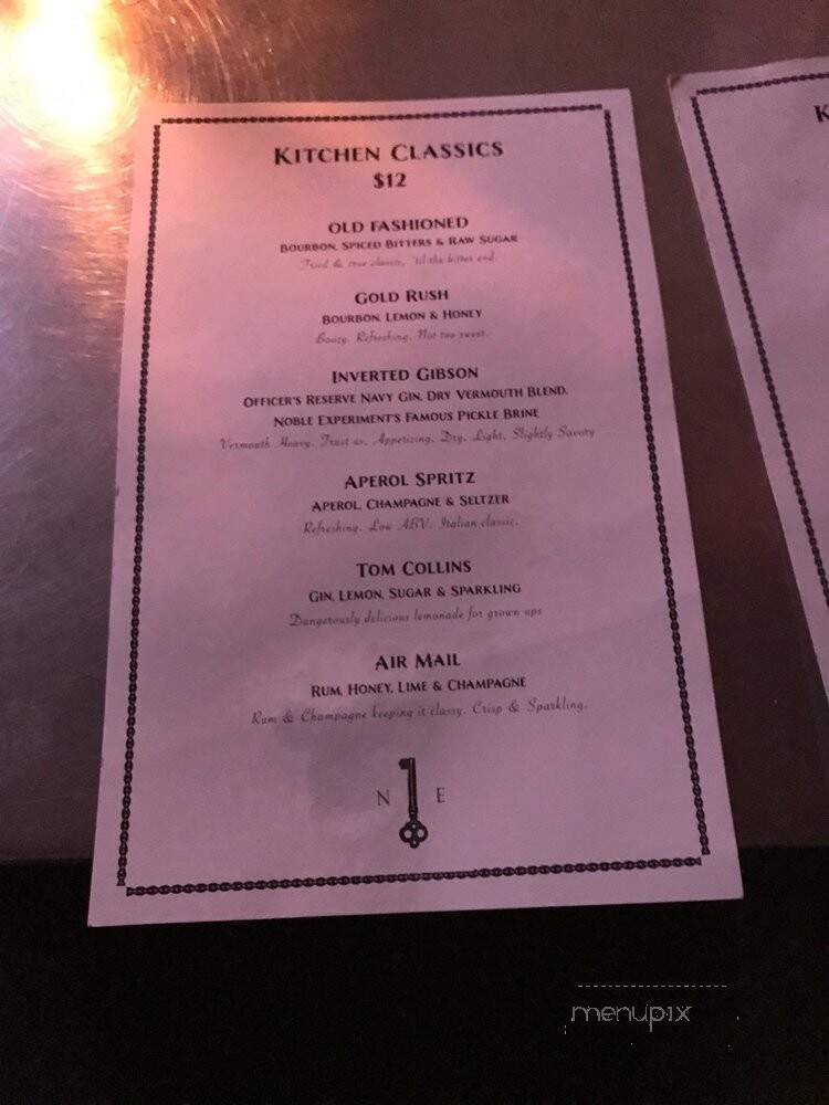 Noble Experiment - San Diego, CA menu_pic