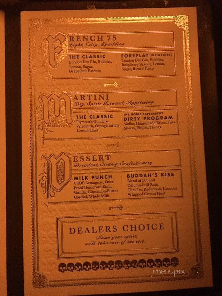 Noble Experiment - San Diego, CA menu_pic